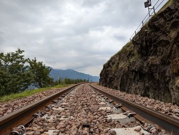 Railroad track against sky