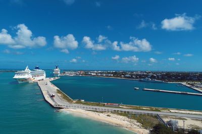 Scenic view of sea against blue sky