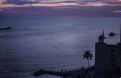 Scenic view of sea against cloudy sky