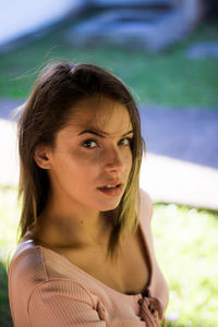 Close-up portrait of a young woman