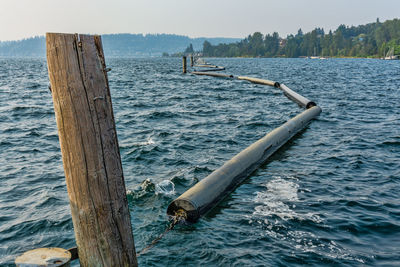 Pontoons on lake washington.