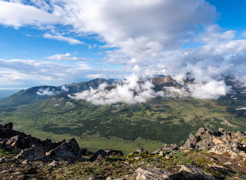 Scenic view of mountains against sky