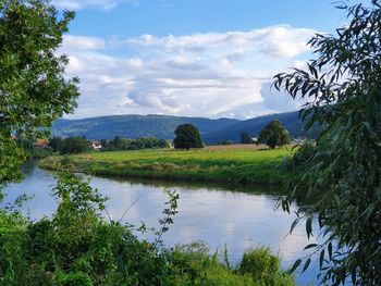 Scenic view of lake against sky