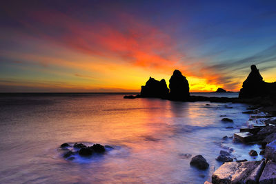 Scenic view of sea against sky during sunset