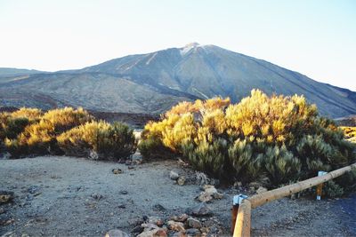 Scenic view of mountains against clear sky