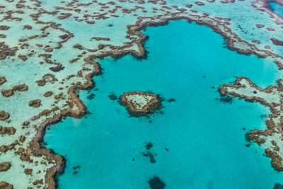 High angle view of blue sea