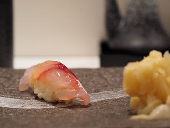 Close-up of chopped fruit on cutting board