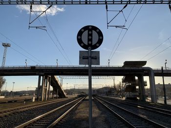 Railroad station platform against sky