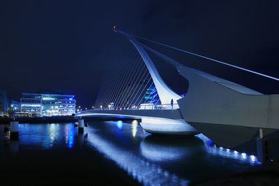 Bridge over river at night