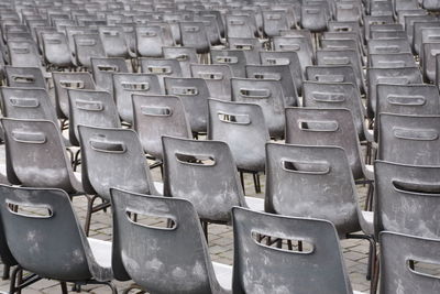 Full frame shot of empty chairs arranged