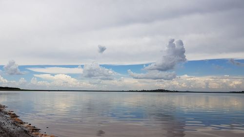 Lake, open sky, dirt