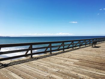 Scenic view of sea against blue sky