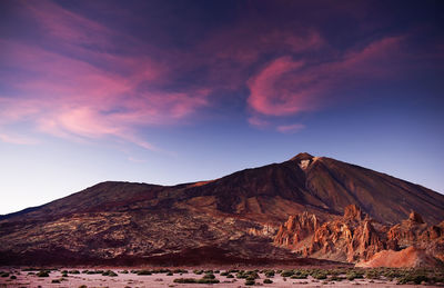 Scenic view of el teide volcano at sunset