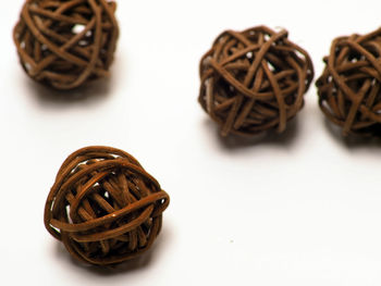 Close-up of cupcakes on table against white background