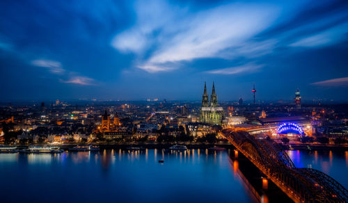 Illuminated city at night