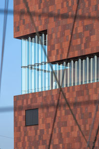 Reflection of building on glass window