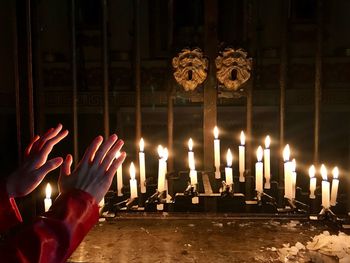Close-up of illuminated candles