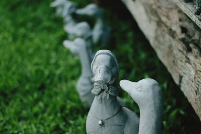 High angle view of statues