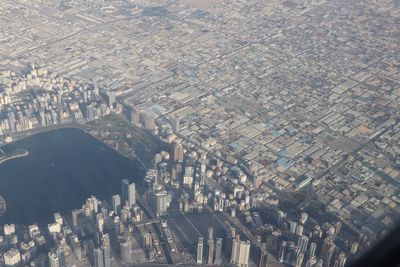 High angle view of city buildings