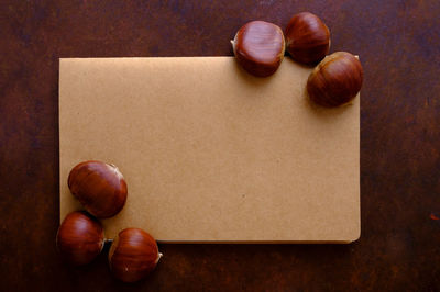 High angle view of eggs on table