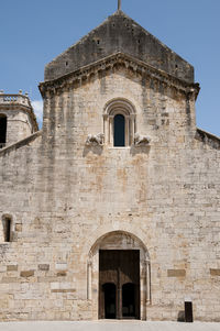 Low angle view of old building against sky