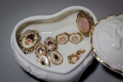 Close-up of jewelry on table