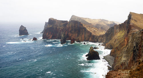 Scenic view of sea against clear sky