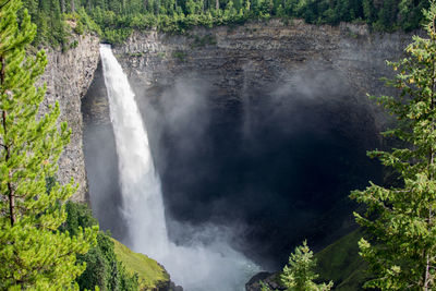 View of waterfall in forest