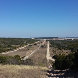 Scenic view of landscape against clear blue sky