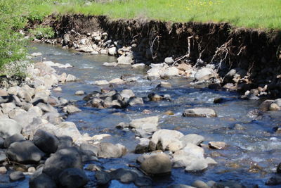 View of river flowing through rocks