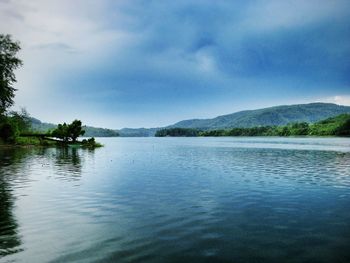 Scenic view of lake against sky