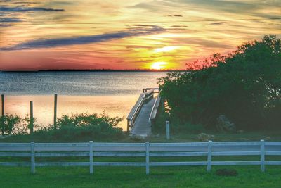 Scenic view of sea at sunset