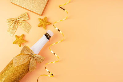 High angle view of christmas decoration on table