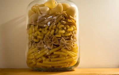 Pasta mix in a glass jar.