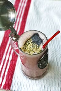 Close-up of drink in jar on table