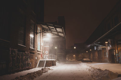 Illuminated street at night