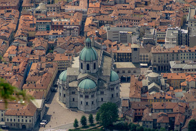 High angle view of buildings in city