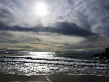 Scenic view of sea against cloudy sky
