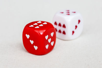 Close-up of dice on table