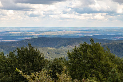 Scenic view from the mountain big inselsberg near the rennsteig in thuringia