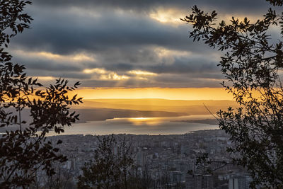 Scenic view of dramatic sky during sunset