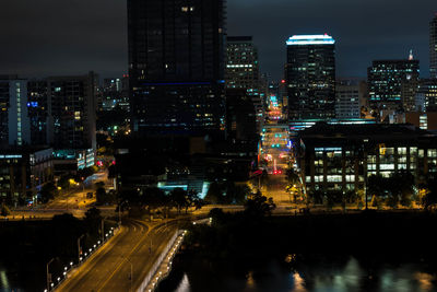 Illuminated city at night