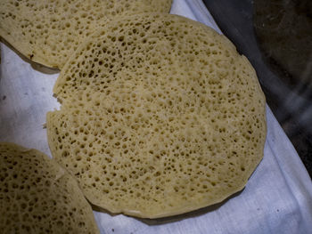 High angle view of bread in plate