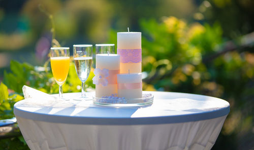 Close-up of beer in glass on table