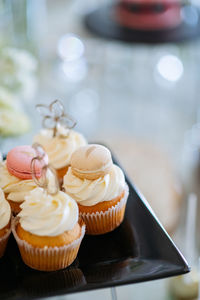 Close-up of cupcakes on table