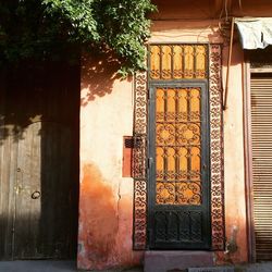 Closed door of house