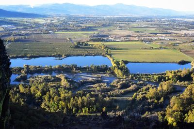 High angle view of landscape against sky