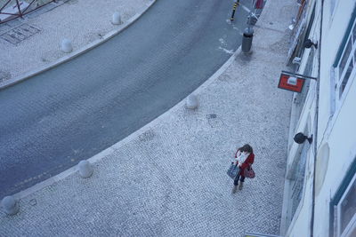 High angle view of person on snow