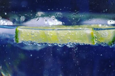 Close-up of water drops on glass