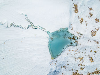 Aerial view of glacial lake